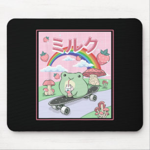 Cottagecore-Ästhetik-Skateboarding-Frosch trinkt Mousepad