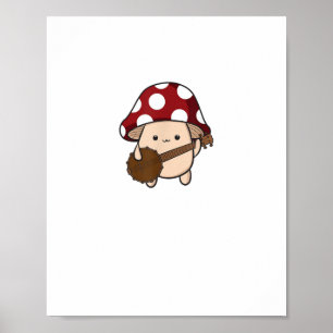 Cottagecore-Ästhetik Süßer Pilz Banjo spielend Poster