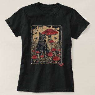 Cottagecore Ästhetische Katze Toadstool Pilz T-Shirt