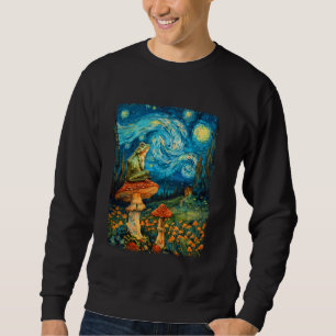 CottageCore Ästhetischer Frosch Pilz Sternennacht Sweatshirt