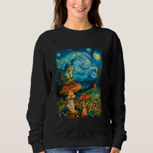CottageCore Ästhetischer Frosch Pilz Sternennacht  Sweatshirt