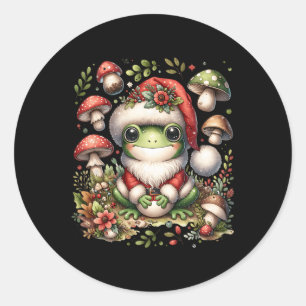 CottageCore Ästhetischer Frosch Weihnachtsmuschel  Runder Aufkleber
