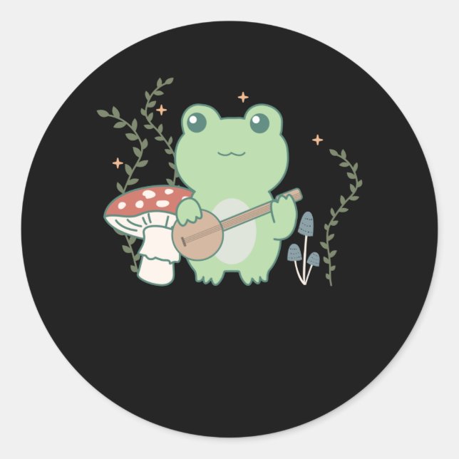 Cottagecore Ästhetischer Froschpalme Runder Aufkleber (Vorderseite)