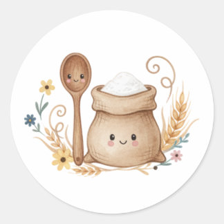 Cottagecore-Backlabel-Sticker | Kawaii-Bäckerei Runder Aufkleber