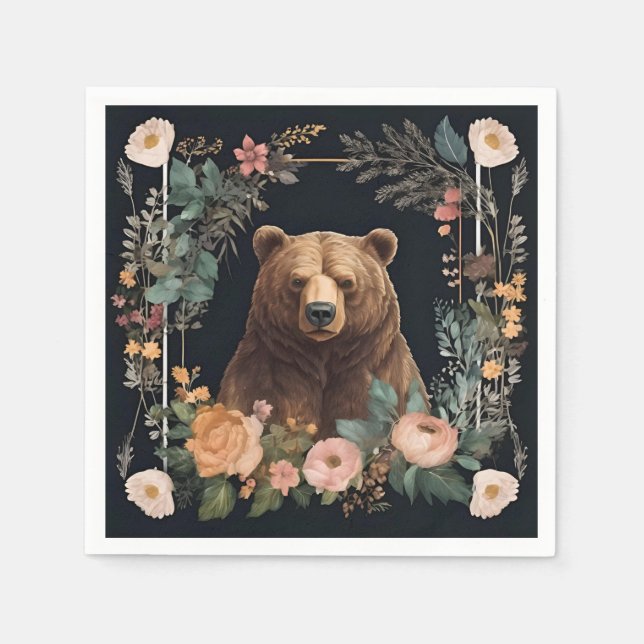 Cottagecore-Bär Serviette (Vorderseite)