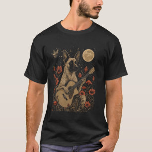 Cottagecore Belgischer Malinois Hund spielt Gitarr T-Shirt