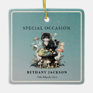 CottageCore Black Cat Keramikornament