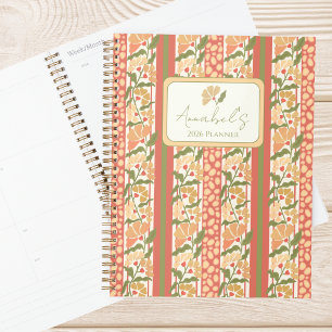 Cottagecore-Blumen gestreifter personalisierter Pl Planer