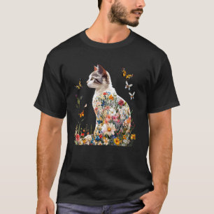 Cottagecore-Blumen-Katze-Schmetterling-Natur-Garte T-Shirt