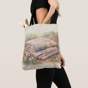 Cottagecore Blumen-Patchwork-Quilt Aquarell