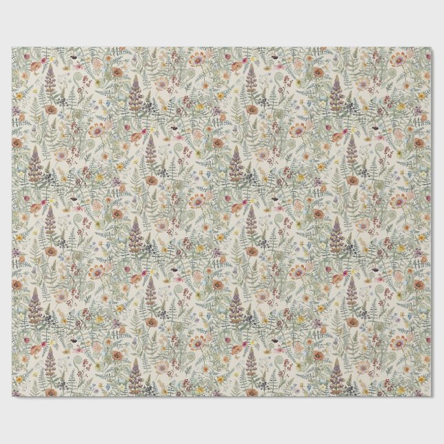 Cottagecore-Blumen-Wildblumen-Geschenkpapier Geschenkpapier (Flach)