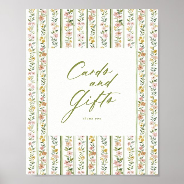 Cottagecore Blumenkarten Geschenke Brautparty Poster (Vorne)