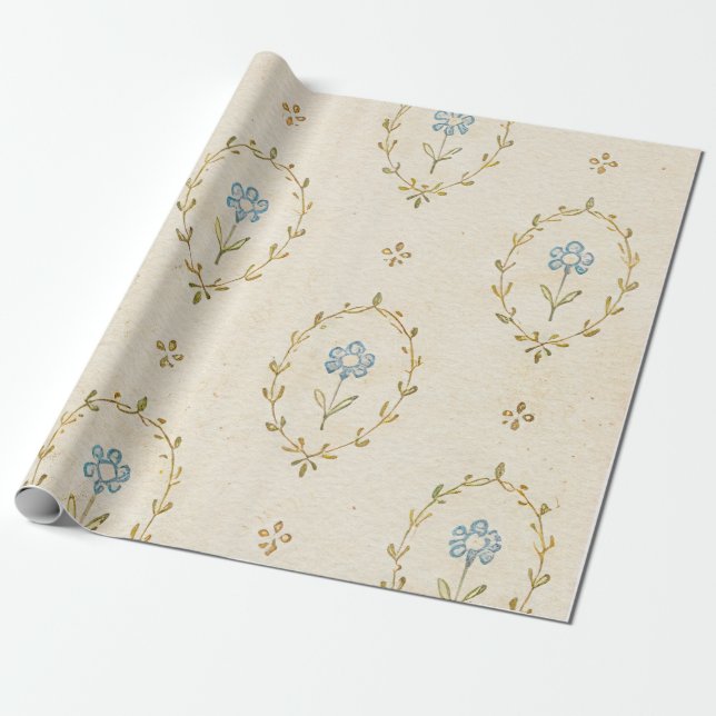 Cottagecore-Blumenmuster Geschenkpapier (Ungerollt)