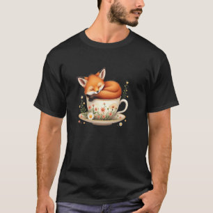 Cottagecore Blumig Süßer Fuchs Teetasse Cool T-Shirt