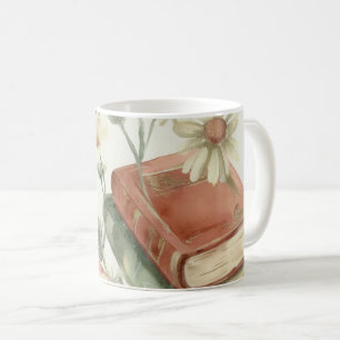 Cottagecore-Buch und Gänseblümchen-Blumen-Tasse Kaffeetasse