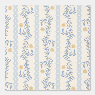 Cottagecore Climbing Floral Stripes Blue & White Tapete