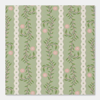 Cottagecore Climbing Floral Stripes on Sage Green Tapete