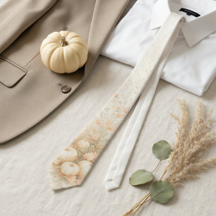 Cottagecore Creme-Kürbis-Weich-Pastell-Thanksgivin Krawatte