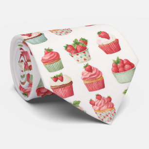 Cottagecore-Erdbeer-Cupcake-Krawatte Krawatte