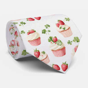 Cottagecore-Erdbeer-Cupcake-Krawatte Krawatte