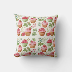 Cottagecore-Erdbeer-Cupcake-Wurfkissen Kissen
