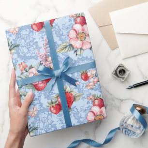 Cottagecore Erdbeer-Muster Geschenkpapier