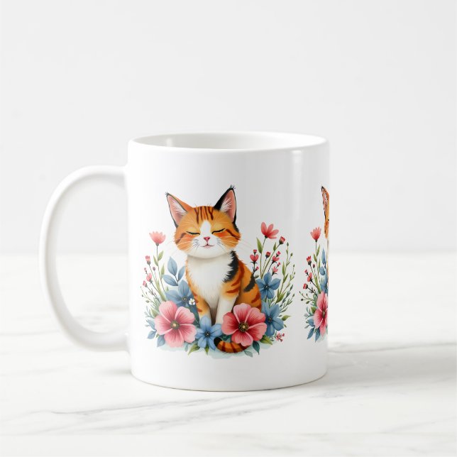 Cottagecore Floral Cat Kaffeetasse (Links)