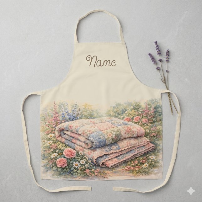 Cottagecore Floral Patchwork Quilt Watercolor Schürze (Cottagecore Floral Patchwork Quilt Watercolor Apron)