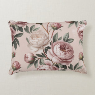 Cottagecore Floral Romantischer Vintage-Pfingstros Dekokissen