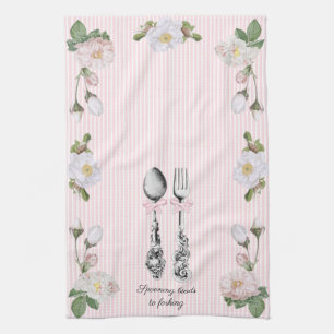 CottageCore Floral Spoon Gabel rosa ticken Geschirrtuch