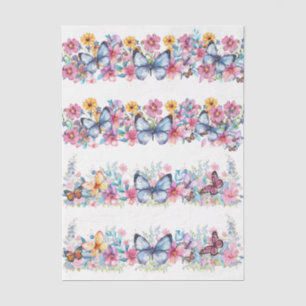 Cottagecore Floral- und Schmetterlingselemente Dec Seidenpapier
