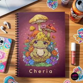 Cottagecore Frog with Flowers and Mushrooms Notizblock