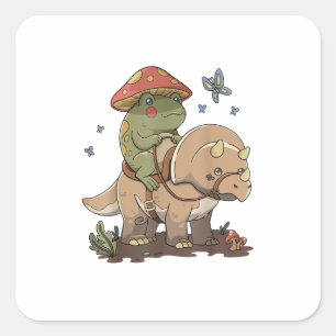 Cottagecore-Frosch-Ästhetik-Pilz-Cute-Goblinco Quadratischer Aufkleber