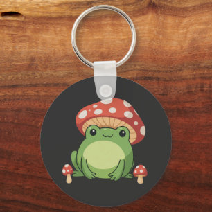Cottagecore-Frosch-Ästhetik Süßer Frosch mit Pilz Schlüsselanhänger