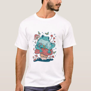 Cottagecore-Frosch auf Pilzhaus T-Shirt