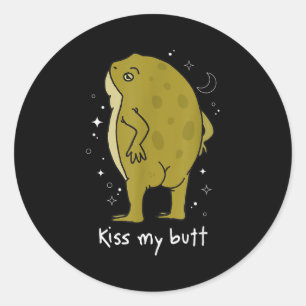 Cottagecore-Frosch-Kunst Küss Mein Hinterteil Lust Runder Aufkleber