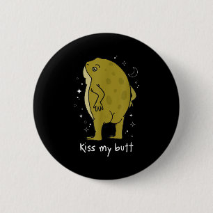 Cottagecore-Frosch-Kunst Küss Meinen Hintern Lusti Button