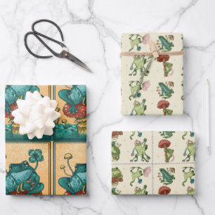 Cottagecore-Frosch mit Pilz  Geschenkpapier Set