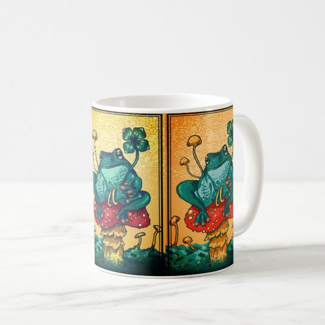 Cottagecore-Frosch mit Pilz  Kaffeetasse (VorderseiteRechts)