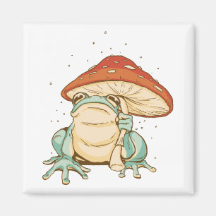 Cottagecore-Frosch mit Pilz Magnet