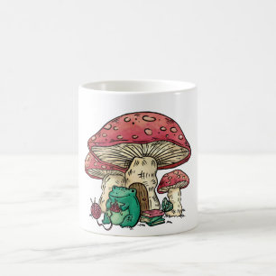 Cottagecore-Frosch mit Pilzhaus Kaffeetasse