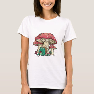 Cottagecore-Frosch mit Pilzhaus T-Shirt