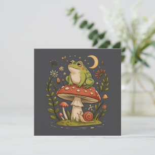 Cottagecore-Frosch-Pilz-Fliegenpilz-Mondwald Einladung