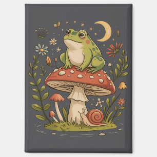 Cottagecore-Frosch-Pilz-Fliegenpilz-Mondwald  Magnet