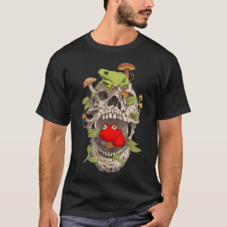 Cottagecore-Frosch-Schädel-Pilz-Sammler-Ästhetik T-Shirt