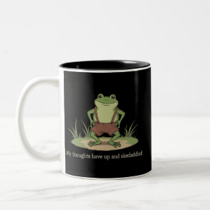 Cottagecore-Frosch Skedaddle Lustig Sarkastisch Zweifarbige Tasse