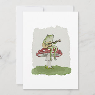 Cottagecore-Frosch spielt Gitarre auf Pilz-Kunst Einladung