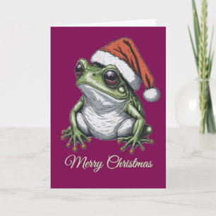 Cottagecore-Frosch-Weihnachten Vintage-Eigenbotsch Feiertagskarte