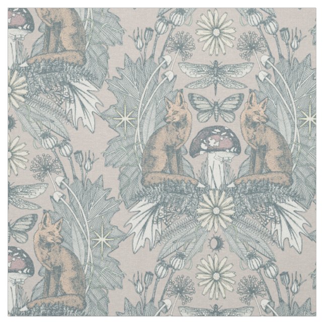 Cottagecore-Fuchs-Damaskus-Austerstaub Stoff (Muster)