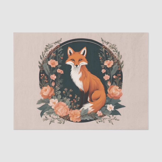 Cottagecore-Fuchs-Dekupage Seidenpapier (Vorderseite)